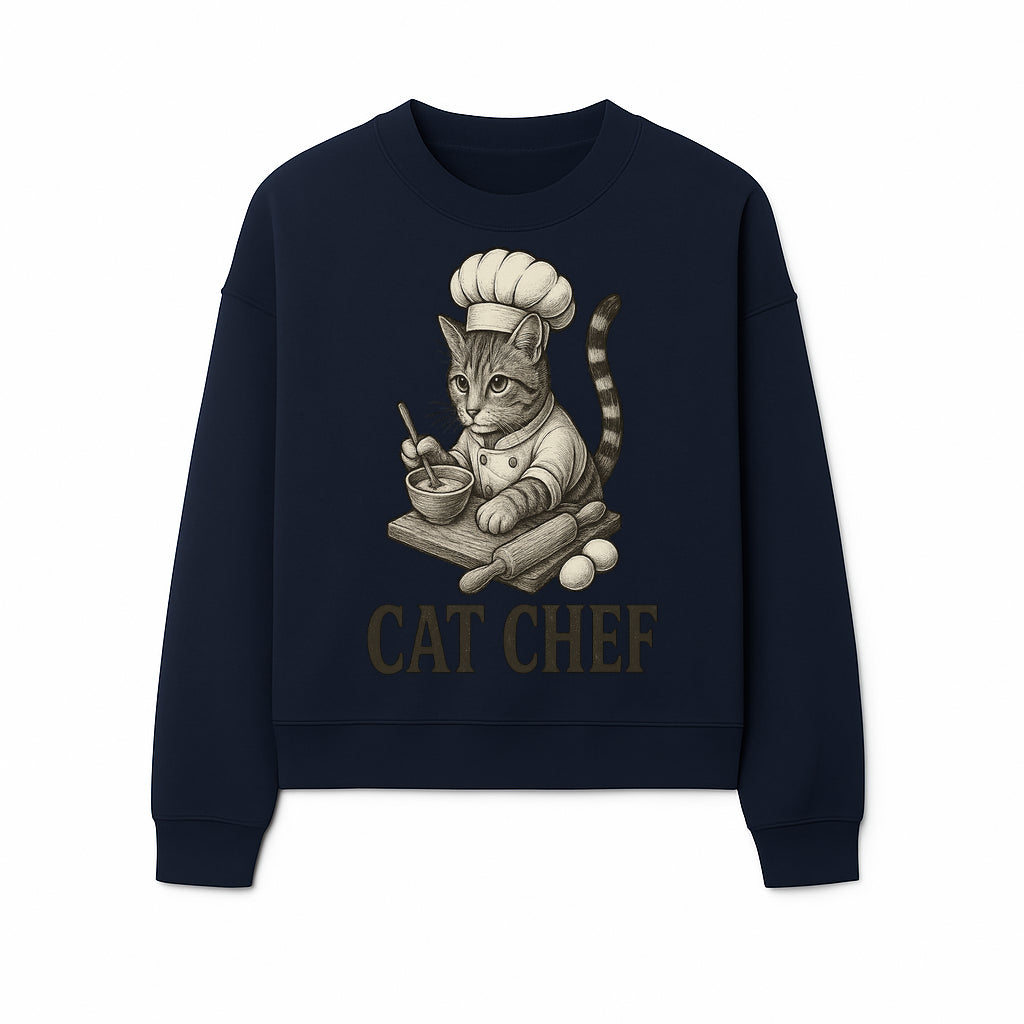 Cat Chef Vintage Illustration - Adorable Feline Cook Art for Kitchen Decor, T-Shirts, and Gift Ideas for Cat Lovers - Sweatshirt 1758181695342.jpg