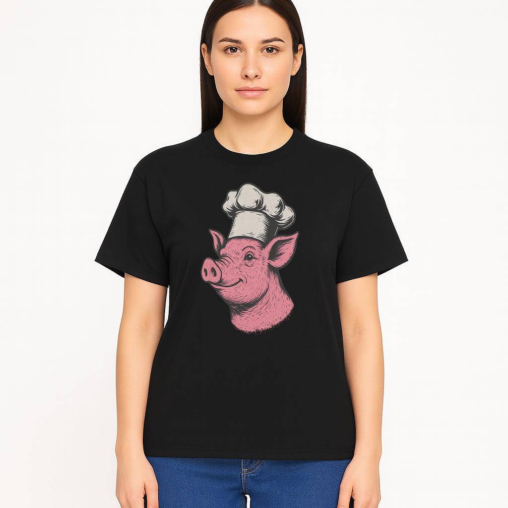 Chef Pig Illustration T-Shirt, Vintage Farm Animal Art, Cute Cooking Pig Graphic Tees, Funny Gift for Foodies and Chefs - T-shirt 1758181695562.jpg