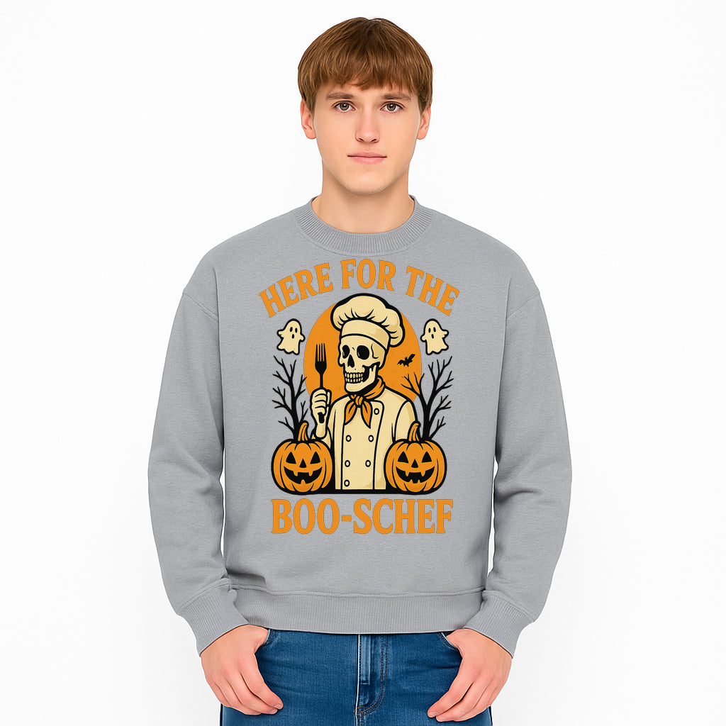 Boo-Schef Halloween Skeleton Chef with Pumpkins and Ghosts - Spooky Cooking Decor for Halloween Parties and Celebrations - Sweatshirt 1758181695571.jpg