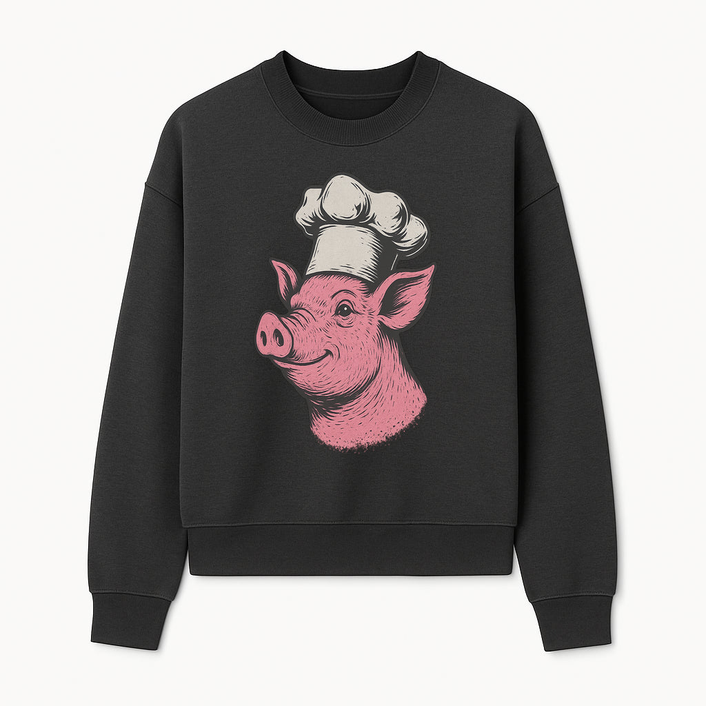 Chef Pig Illustration T-Shirt, Vintage Farm Animal Art, Cute Cooking Pig Graphic Tees, Funny Gift for Foodies and Chefs - Sweatshirt 1758181696053.jpg