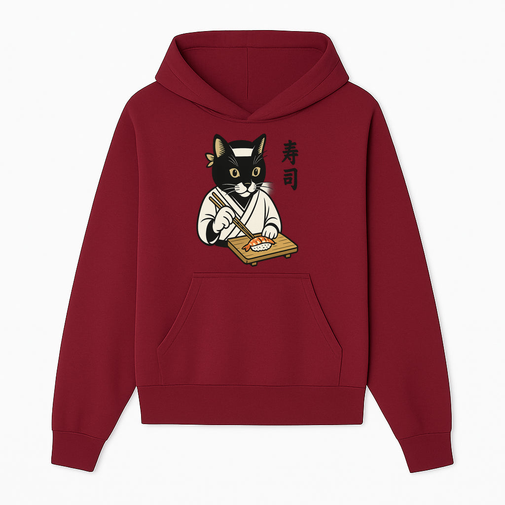 Cat Sushi Chef Wall Art Print - Japanese Style Vintage Cat Cooking Sushi Decor - Hoodie 1758181696080.jpg
