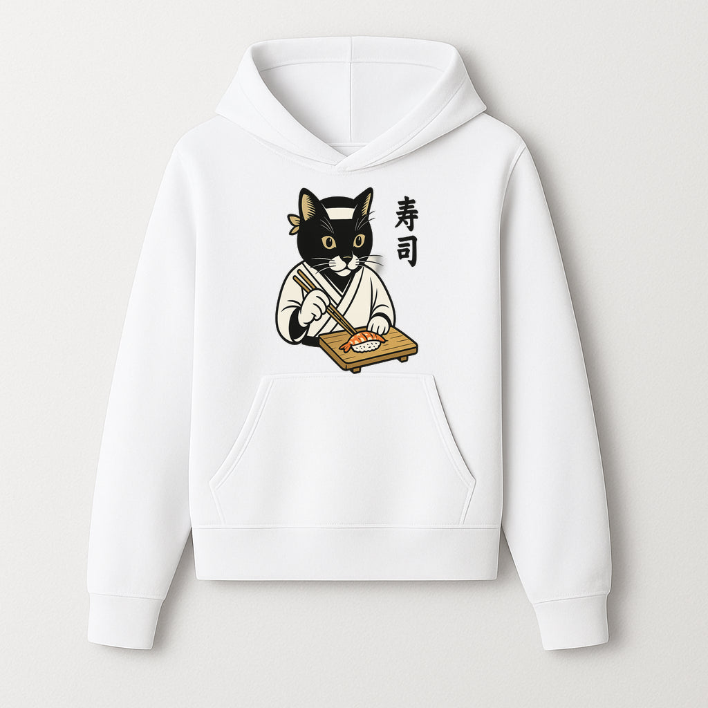 Cat Sushi Chef Wall Art Print - Japanese Style Vintage Cat Cooking Sushi Decor - Hoodie 1758181696663.jpg