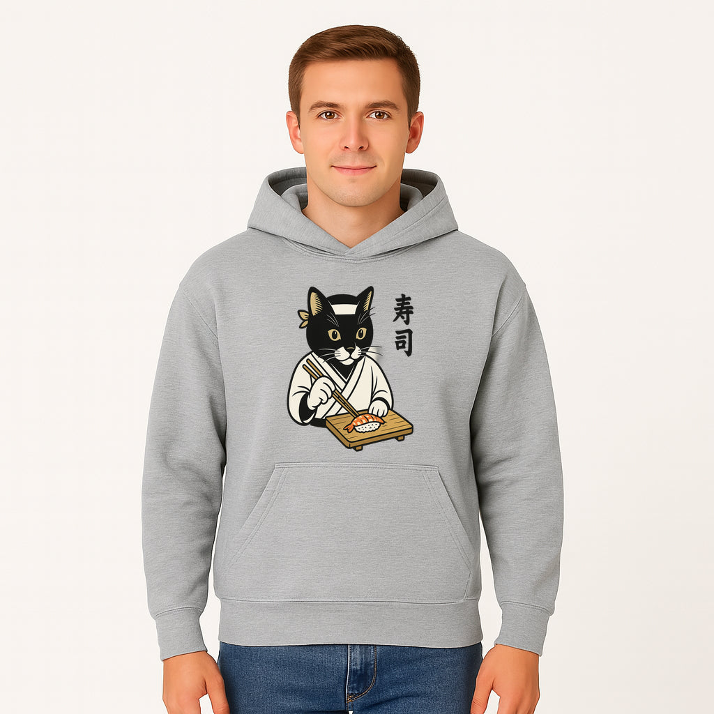 Cat Sushi Chef Wall Art Print - Japanese Style Vintage Cat Cooking Sushi Decor - Hoodie 1758181697792.jpg