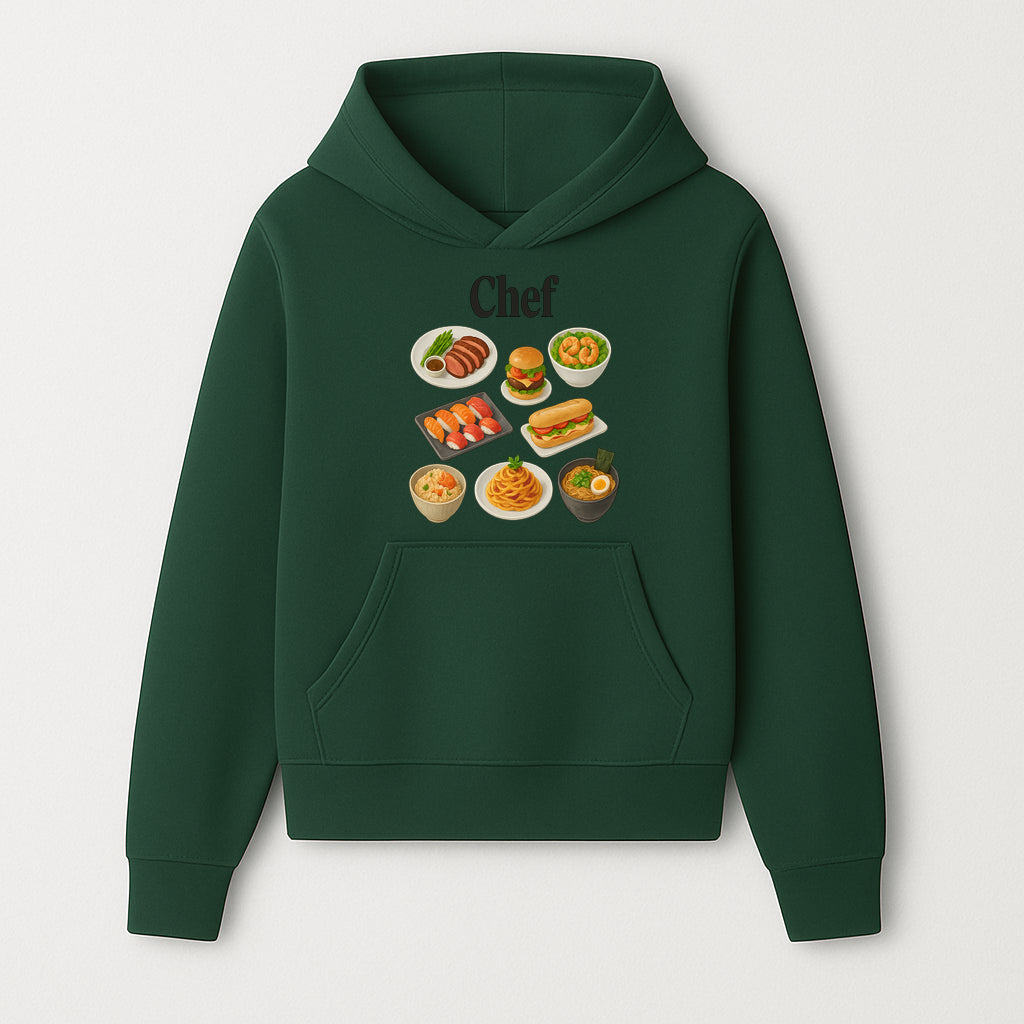 Chef Food Art Print - Colorful Culinary Illustration of Sushi, Burger, Ramen, Pasta & More Kitchen Decor for Food Lovers - Hoodie 1758181697916.jpg