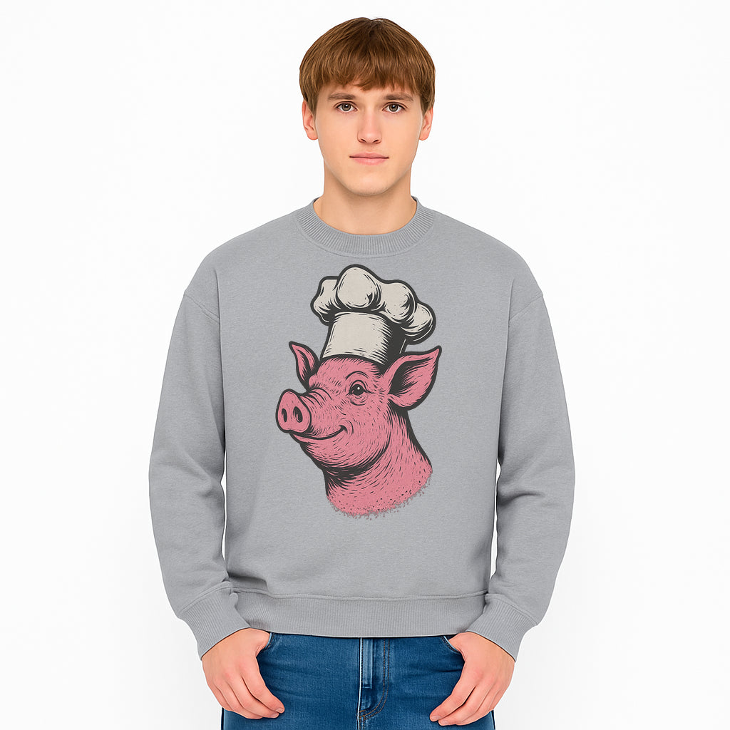 Chef Pig Illustration T-Shirt, Vintage Farm Animal Art, Cute Cooking Pig Graphic Tees, Funny Gift for Foodies and Chefs - Sweatshirt 1758181698500.jpg