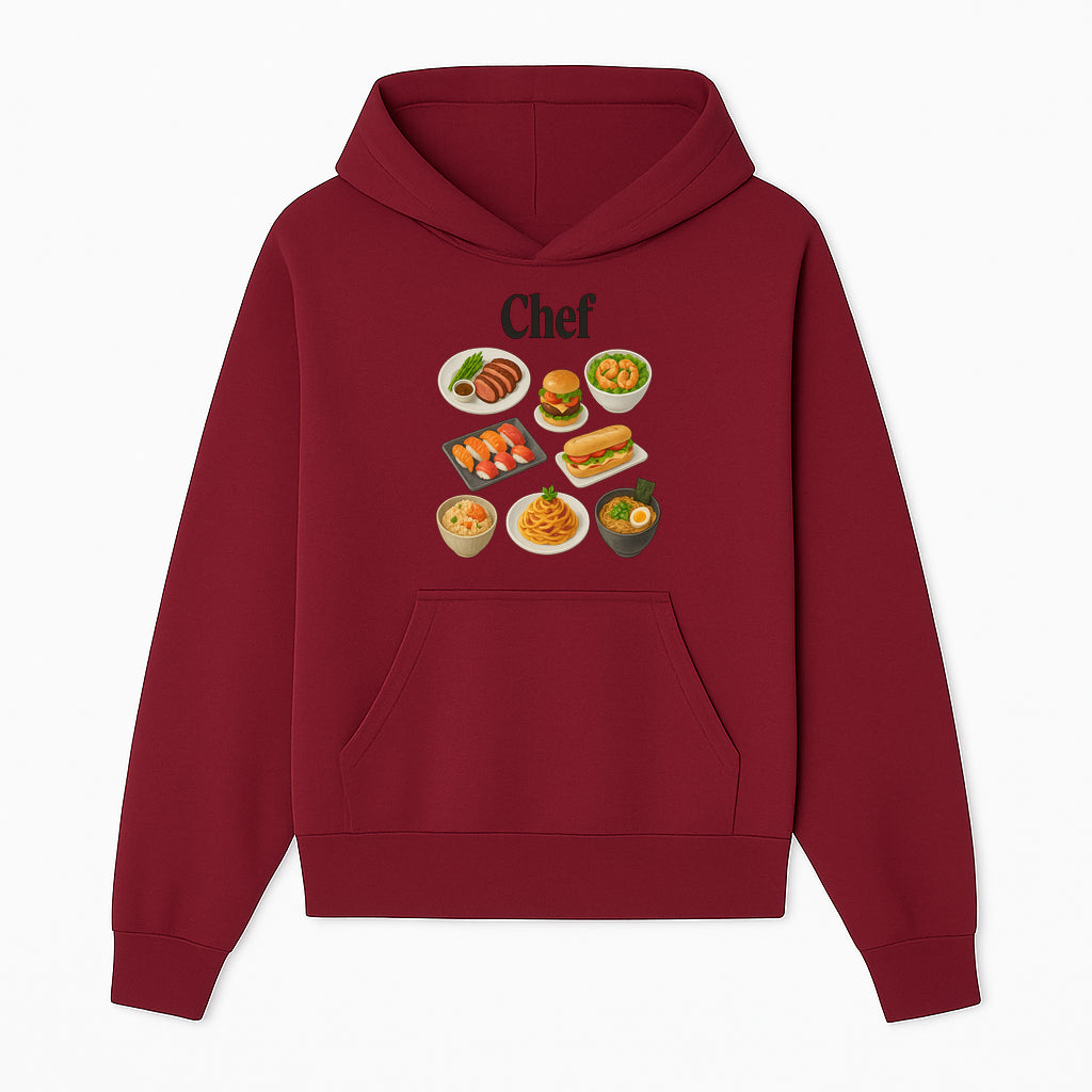 Chef Food Art Print - Colorful Culinary Illustration of Sushi, Burger, Ramen, Pasta & More Kitchen Decor for Food Lovers - Hoodie 1758181698551.jpg