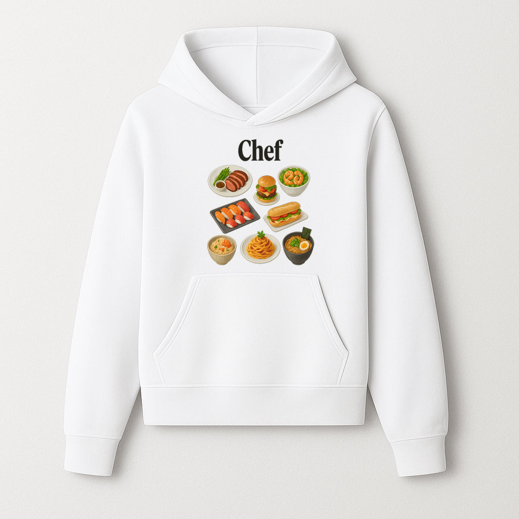 Chef Food Art Print - Colorful Culinary Illustration of Sushi, Burger, Ramen, Pasta & More Kitchen Decor for Food Lovers - Hoodie 1758181699111.jpg