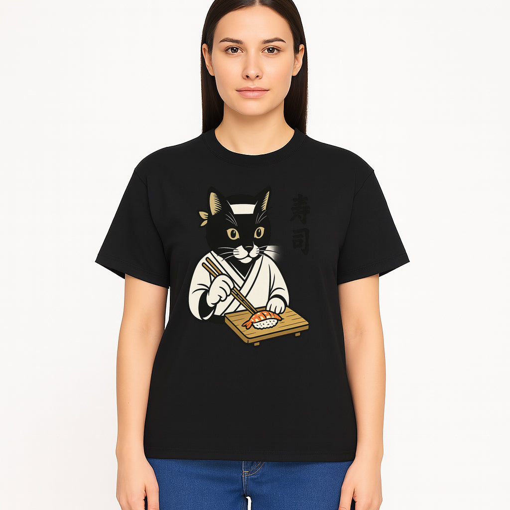 Cat Sushi Chef Wall Art Print - Japanese Style Vintage Cat Cooking Sushi Decor - T-shirt 1758181700951.jpg