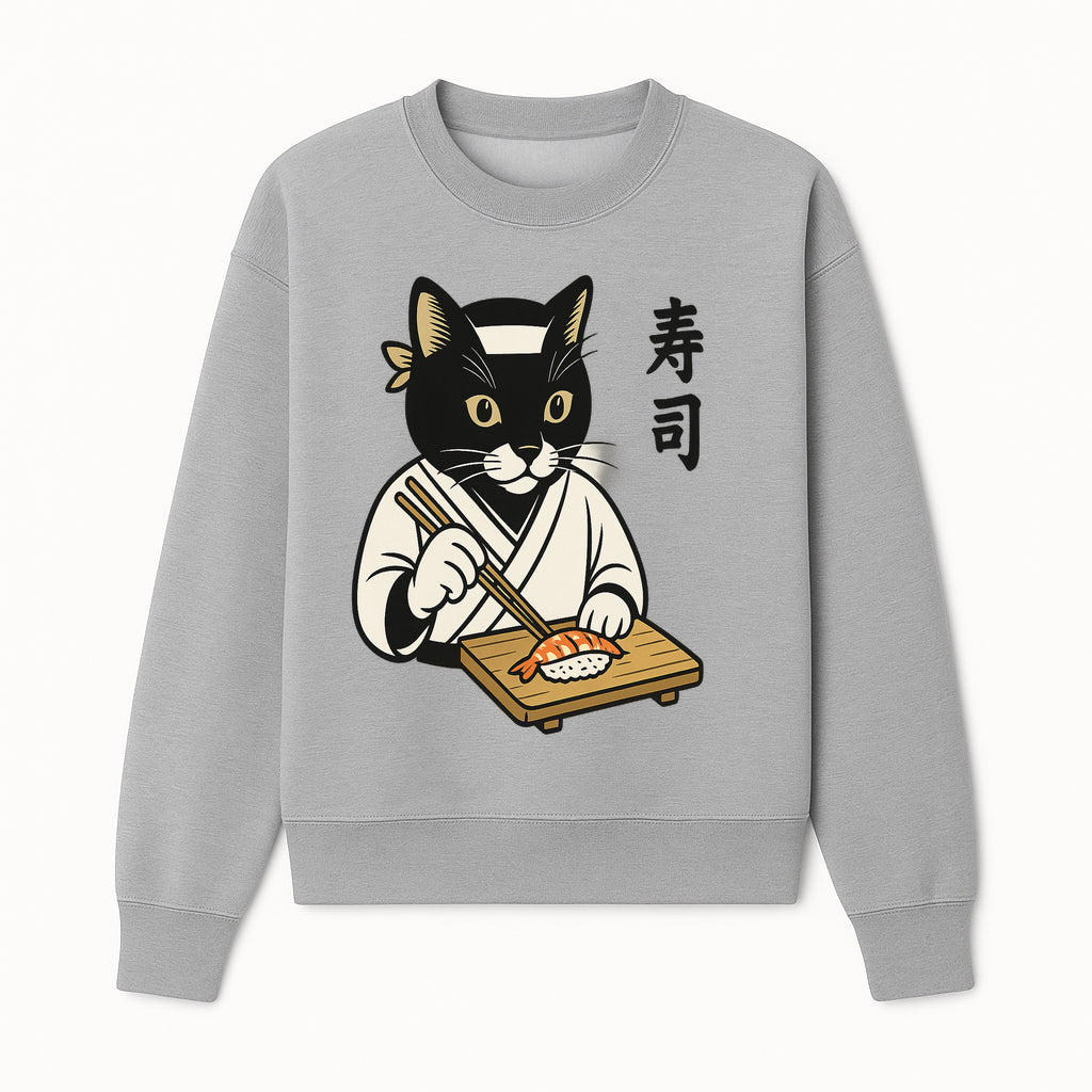Cat Sushi Chef Wall Art Print - Japanese Style Vintage Cat Cooking Sushi Decor - Sweatshirt 1758181701171.jpg