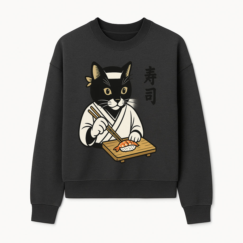 Cat Sushi Chef Wall Art Print - Japanese Style Vintage Cat Cooking Sushi Decor - Sweatshirt 1758181701468.jpg