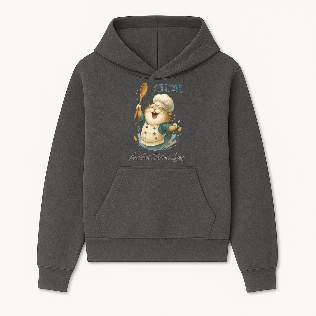 Chef Cat Illustration Wall Art - Oh Look, Another Ticket... Joy - Cute Animal Decor for Kitchen or Children's Room - Hoodie 1758181701607.jpg
