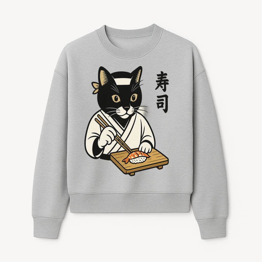 Cat Sushi Chef Wall Art Print - Japanese Style Vintage Cat Cooking Sushi Decor - Sweatshirt 1758181701746.jpg