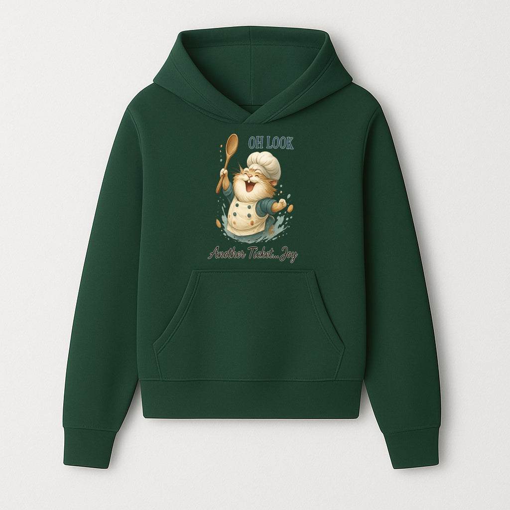 Chef Cat Illustration Wall Art - Oh Look, Another Ticket... Joy - Cute Animal Decor for Kitchen or Children's Room - Hoodie 1758181701748.jpg