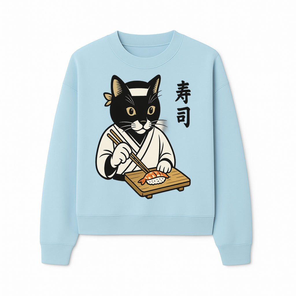 Cat Sushi Chef Wall Art Print - Japanese Style Vintage Cat Cooking Sushi Decor - Sweatshirt 1758181701872.jpg