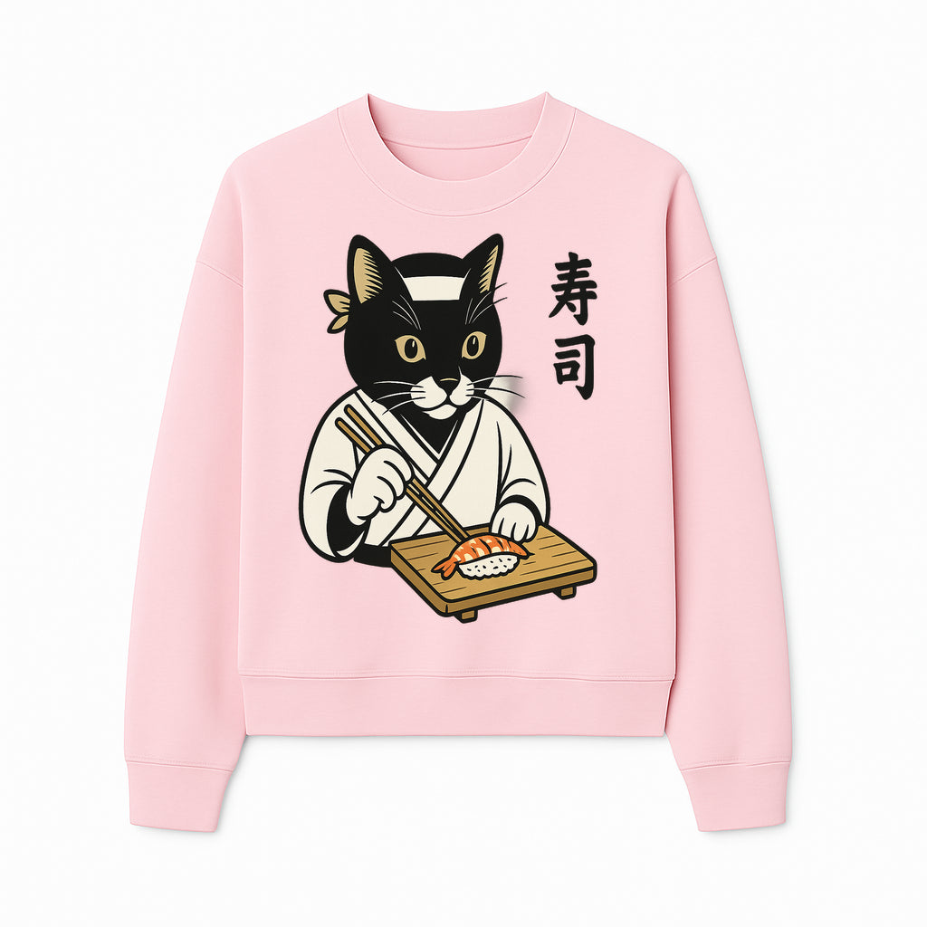 Cat Sushi Chef Wall Art Print - Japanese Style Vintage Cat Cooking Sushi Decor - Sweatshirt 1758181702006.jpg