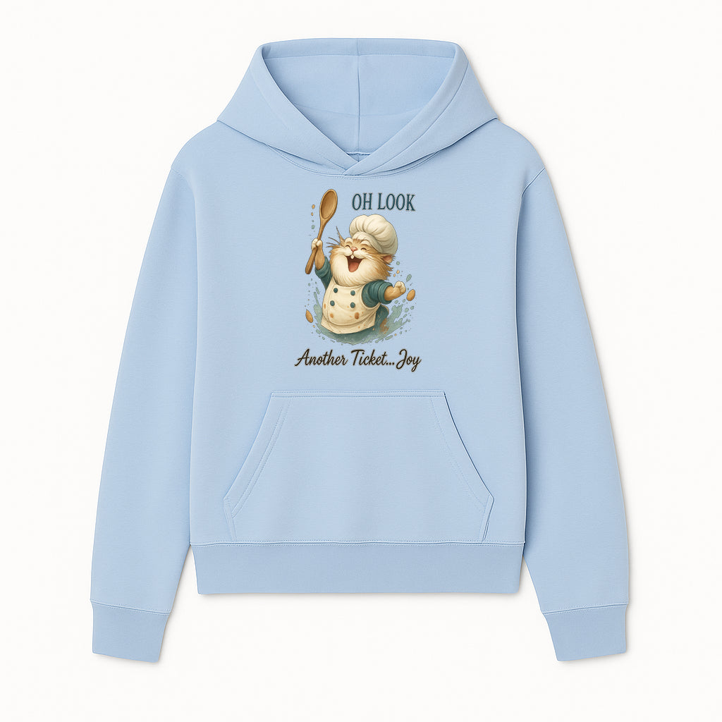Chef Cat Illustration Wall Art - Oh Look, Another Ticket... Joy - Cute Animal Decor for Kitchen or Children's Room - Hoodie 1758181702007.jpg