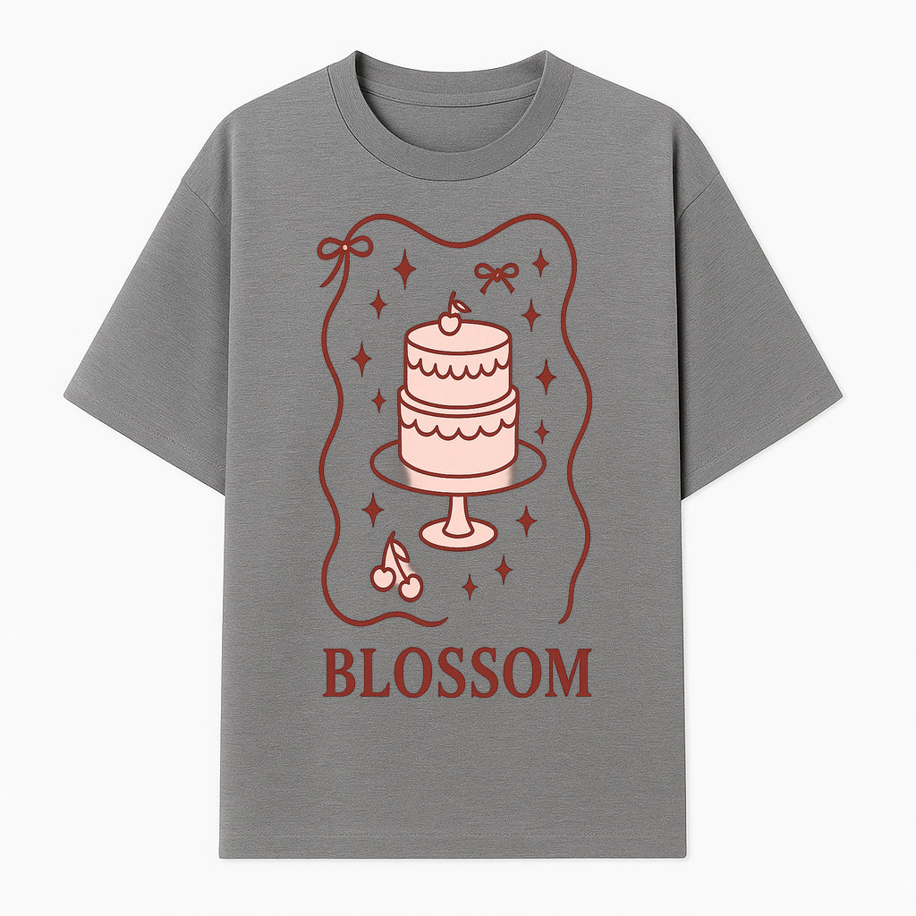 Blossom Cake Design Wall Art - Cute Cherry Decor, Bakery Theme, Pastry Illustration, Kitchen Decoration, Sweet Treats Print - T-shirt 1758181702011.jpg