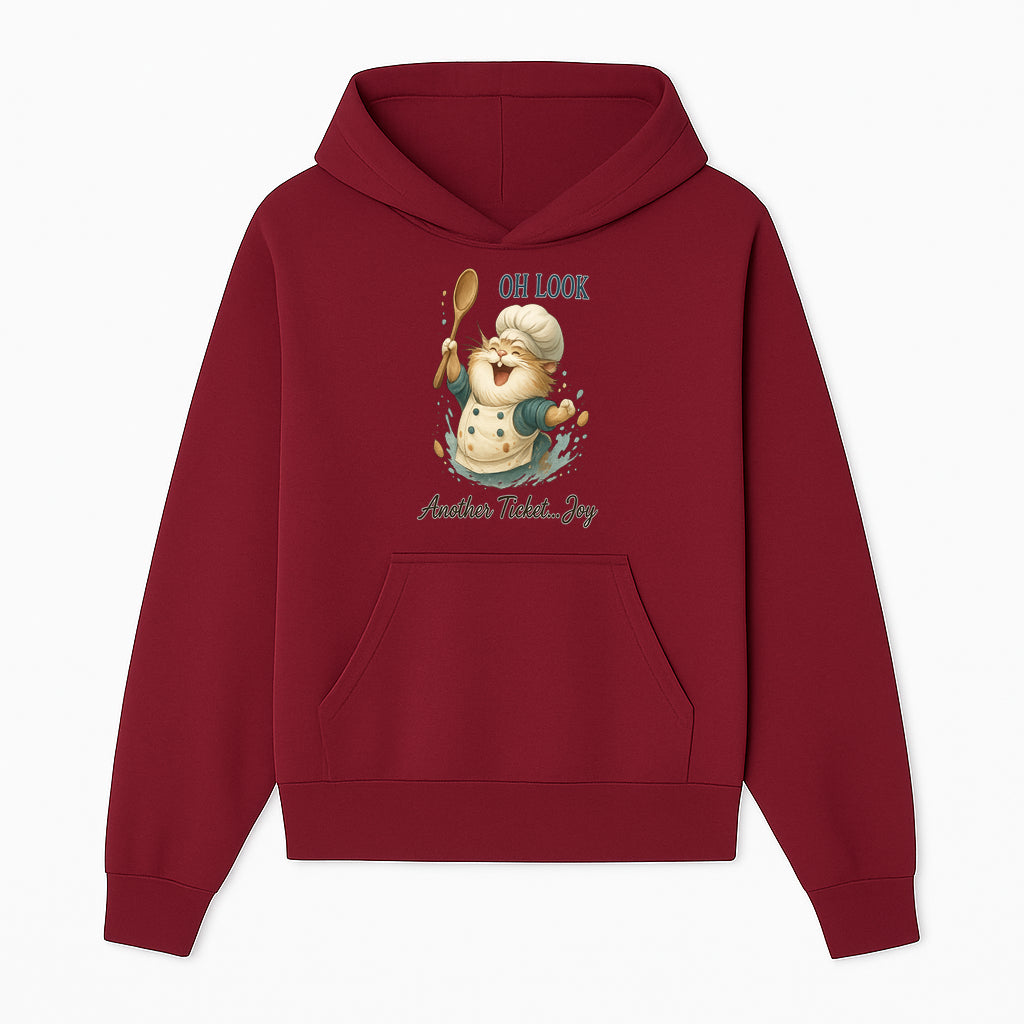 Chef Cat Illustration Wall Art - Oh Look, Another Ticket... Joy - Cute Animal Decor for Kitchen or Children's Room - Hoodie 1758181702357.jpg