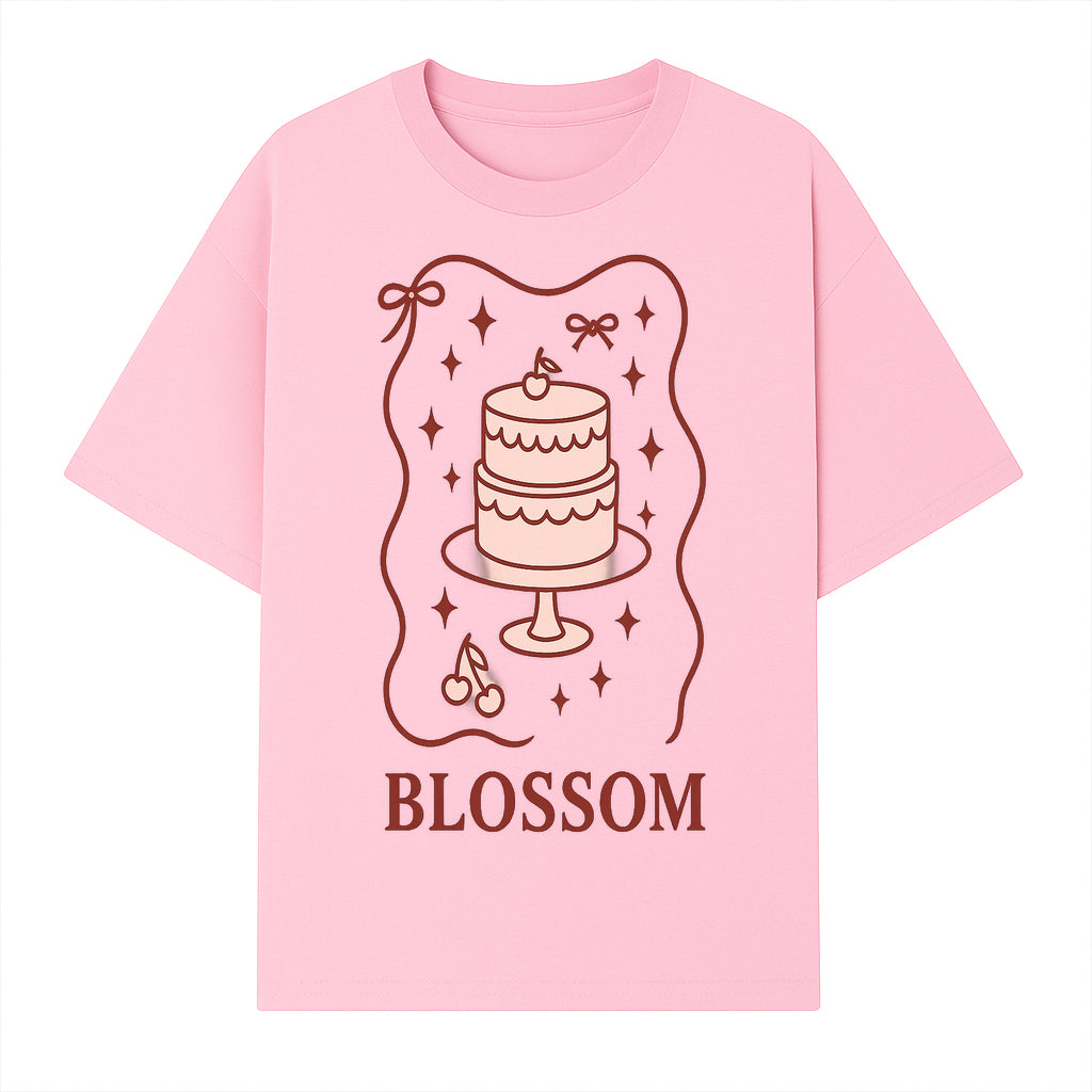 Blossom Cake Design Wall Art - Cute Cherry Decor, Bakery Theme, Pastry Illustration, Kitchen Decoration, Sweet Treats Print - T-shirt 1758181702366.jpg