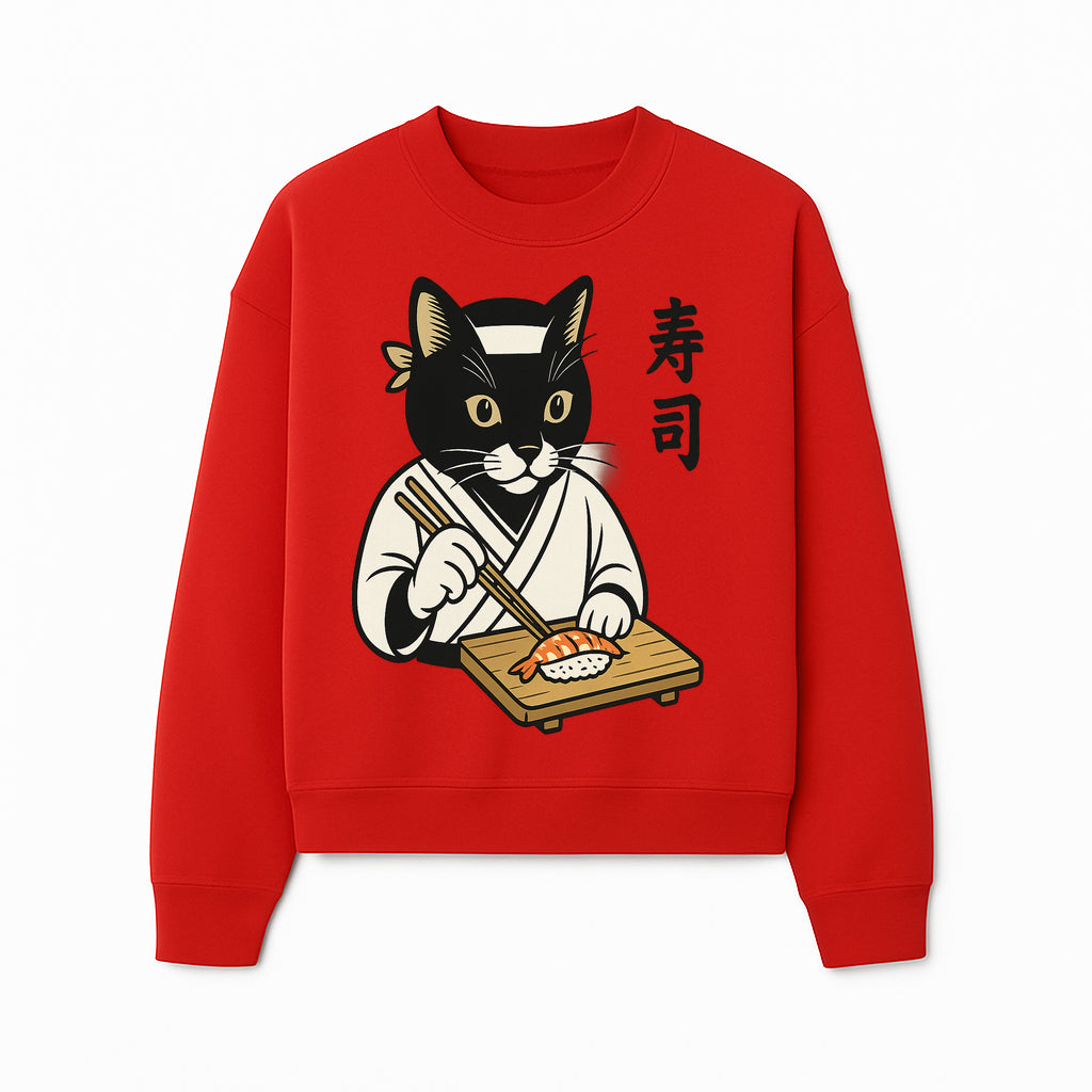 Cat Sushi Chef Wall Art Print - Japanese Style Vintage Cat Cooking Sushi Decor - Sweatshirt 1758181702461.jpg