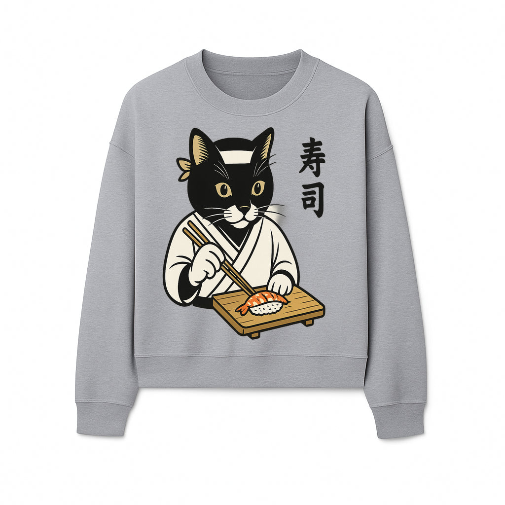 Cat Sushi Chef Wall Art Print - Japanese Style Vintage Cat Cooking Sushi Decor - Sweatshirt 1758181702599.jpg