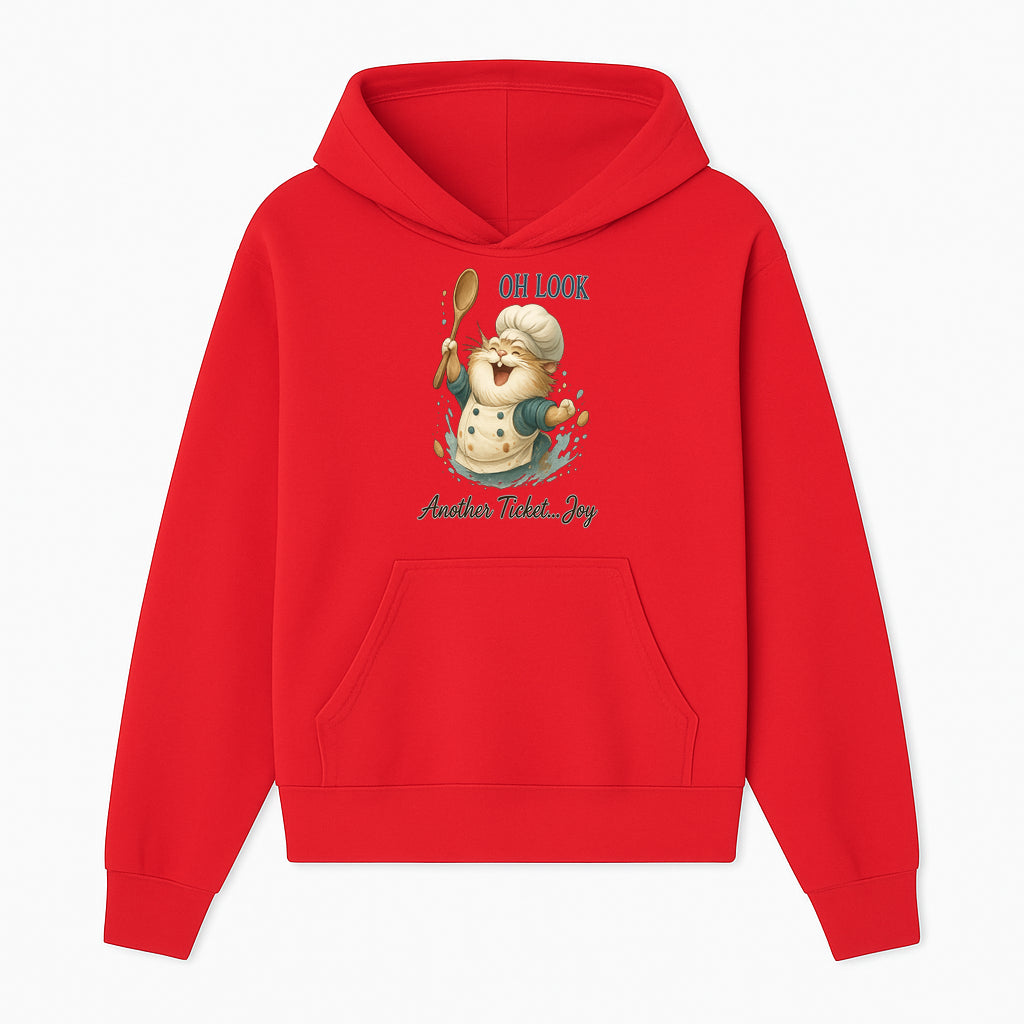 Chef Cat Illustration Wall Art - Oh Look, Another Ticket... Joy - Cute Animal Decor for Kitchen or Children's Room - Hoodie 1758181702625.jpg