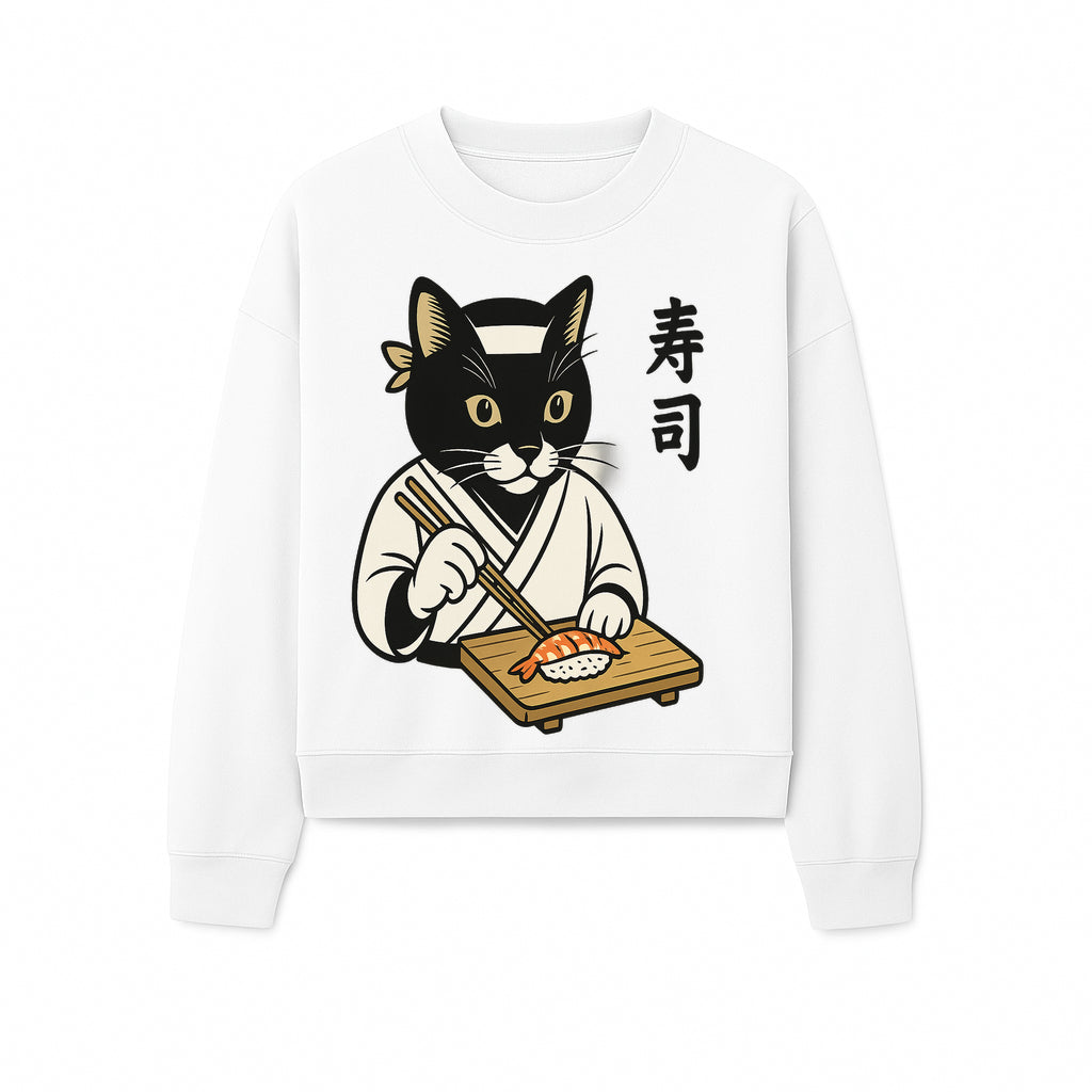 Cat Sushi Chef Wall Art Print - Japanese Style Vintage Cat Cooking Sushi Decor - Sweatshirt 1758181702745.jpg