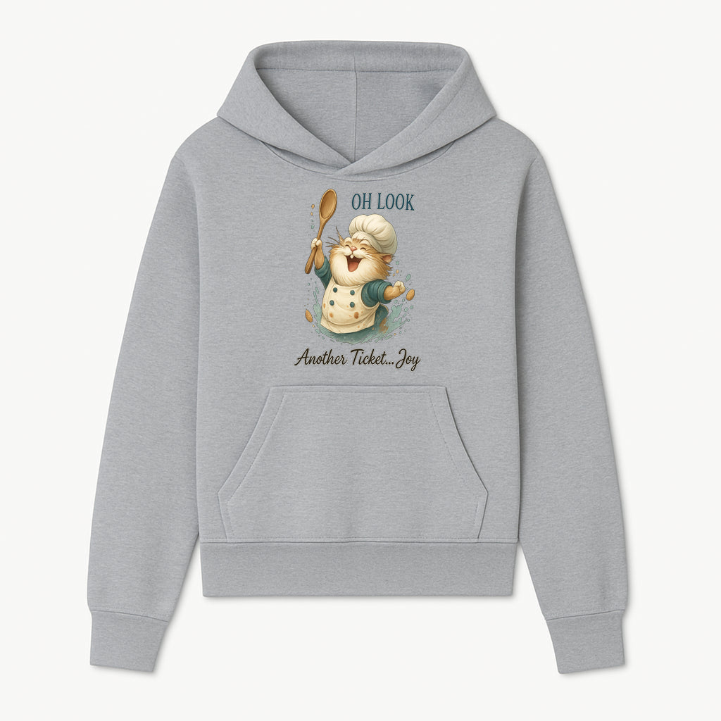 Chef Cat Illustration Wall Art - Oh Look, Another Ticket... Joy - Cute Animal Decor for Kitchen or Children's Room - Hoodie 1758181702749.jpg