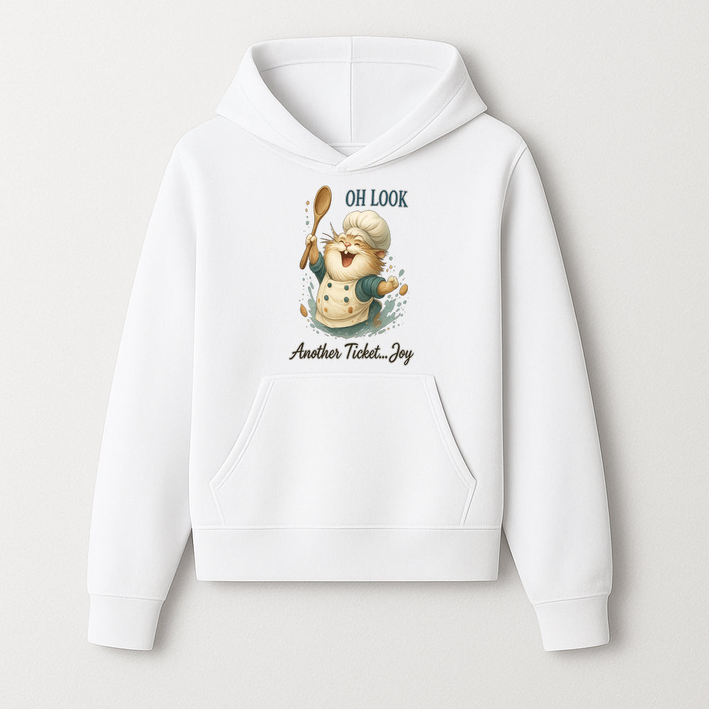 Chef Cat Illustration Wall Art - Oh Look, Another Ticket... Joy - Cute Animal Decor for Kitchen or Children's Room - Hoodie 1758181702881.jpg