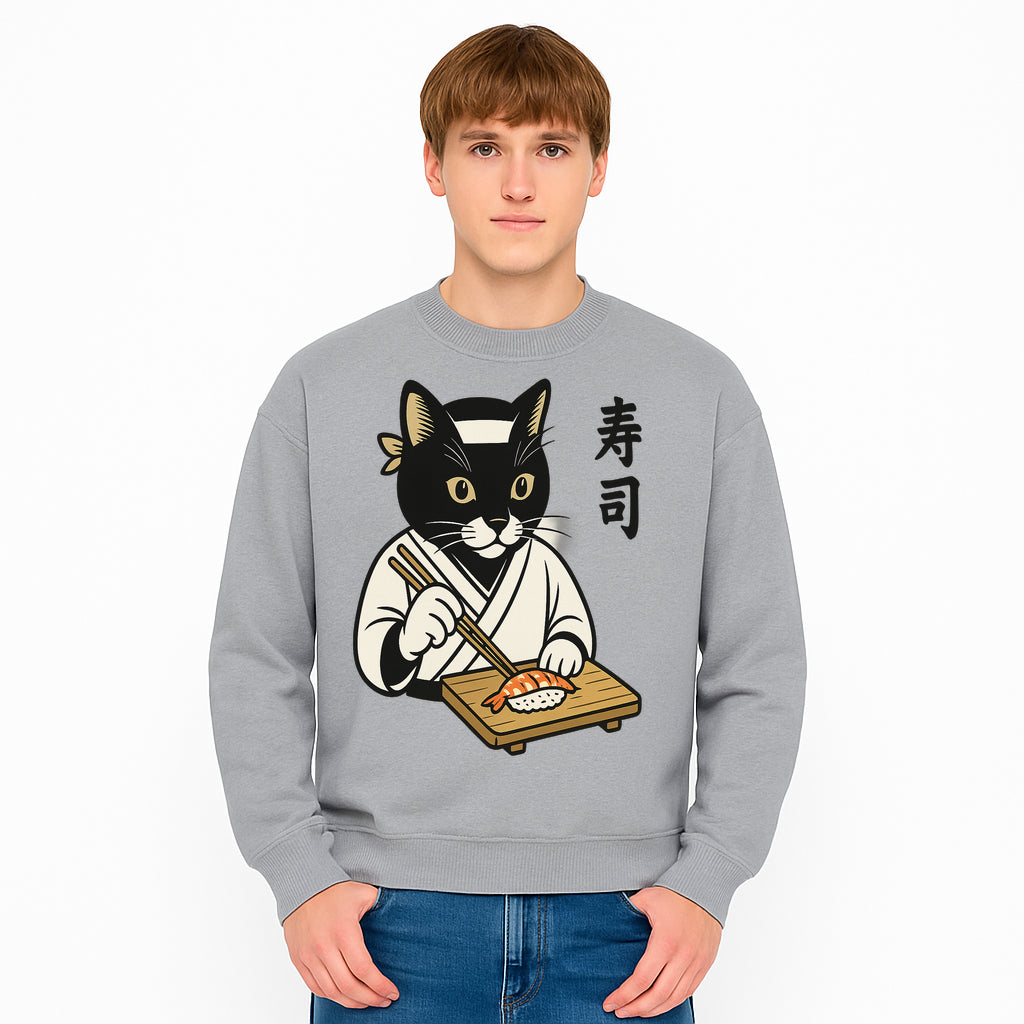 Cat Sushi Chef Wall Art Print - Japanese Style Vintage Cat Cooking Sushi Decor - Sweatshirt 1758181703893.jpg