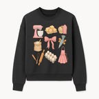 Baking Essentials Illustration - Mixer, Eggs, Sugar, Apron, Whisk - Kitchen Decor for Bakers and Home Chefs, Cute Art Print - Sweatshirt 1758181704065.jpg