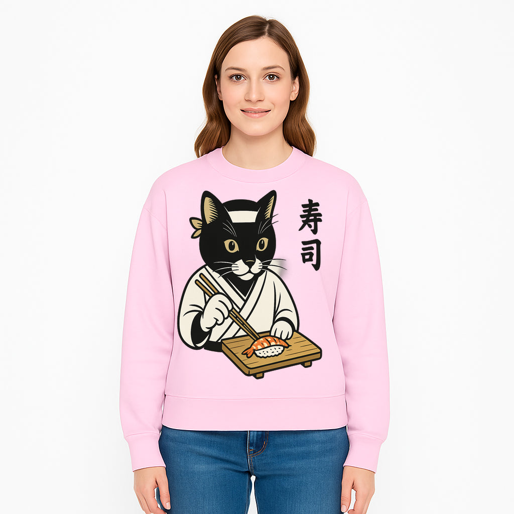 Cat Sushi Chef Wall Art Print - Japanese Style Vintage Cat Cooking Sushi Decor - Sweatshirt 1758181704125.jpg