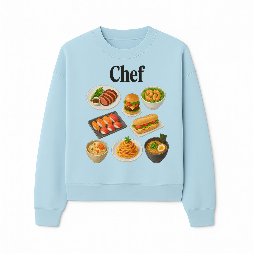 Chef Food Art Print - Colorful Culinary Illustration of Sushi, Burger, Ramen, Pasta & More Kitchen Decor for Food Lovers - Sweatshirt 1758181704230.jpg