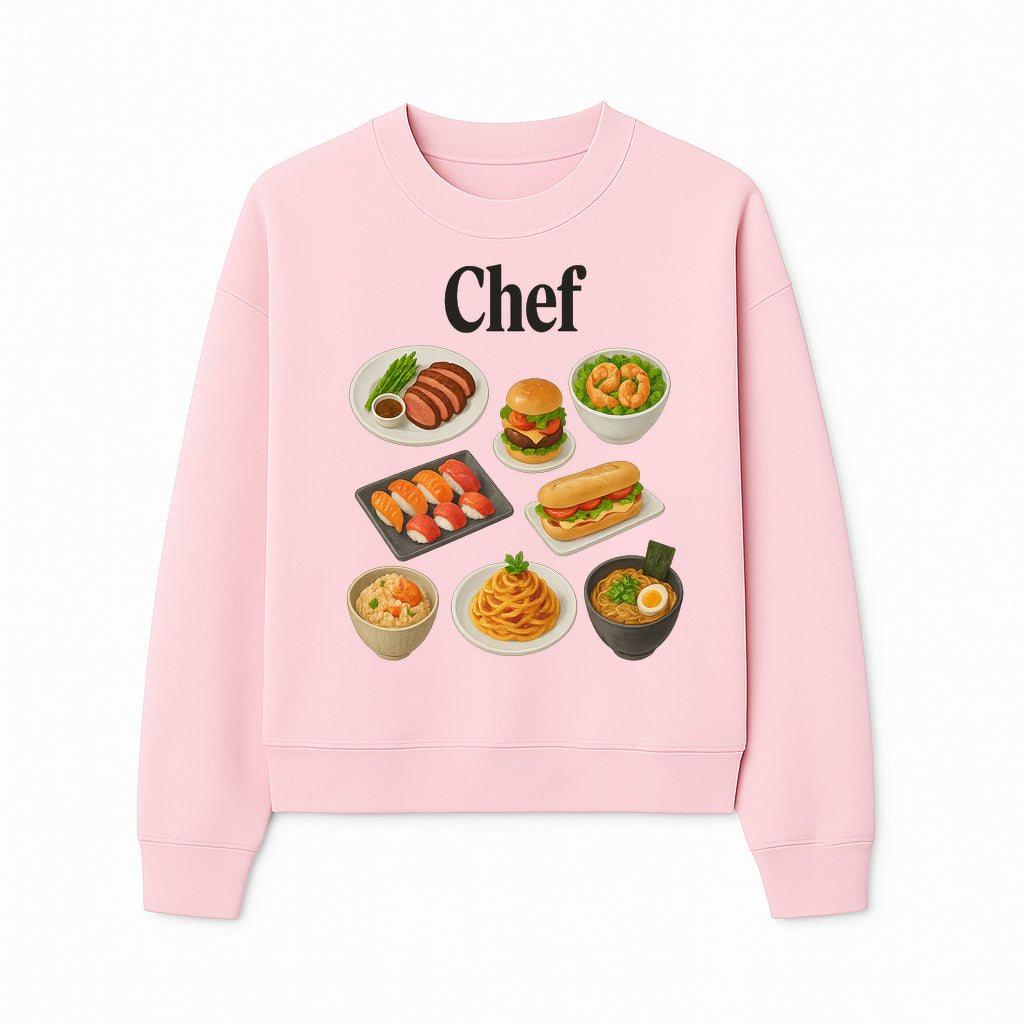 Chef Food Art Print - Colorful Culinary Illustration of Sushi, Burger, Ramen, Pasta & More Kitchen Decor for Food Lovers - Sweatshirt 1758181704364.jpg