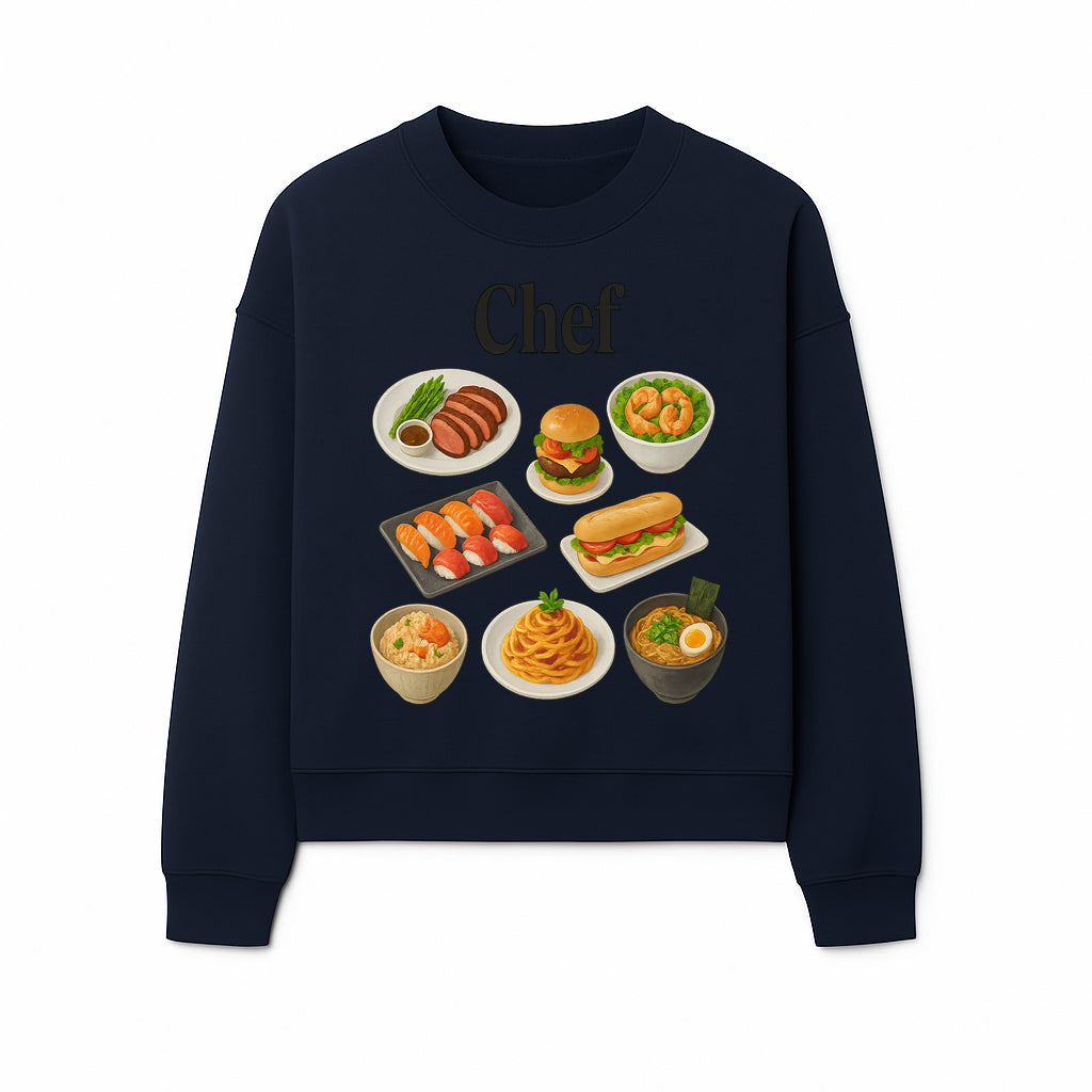 Chef Food Art Print - Colorful Culinary Illustration of Sushi, Burger, Ramen, Pasta & More Kitchen Decor for Food Lovers - Sweatshirt 1758181704640.jpg
