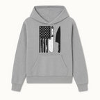 American Flag Kitchen Knife Set - Rustic Black and White Design with Forks, Ideal for Chefs and Patriotic Home Cooks - Hoodie 1758181704701.jpg