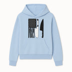 American Flag Kitchen Knife Set - Rustic Black and White Design with Forks, Ideal for Chefs and Patriotic Home Cooks - Hoodie 1758181704851.jpg