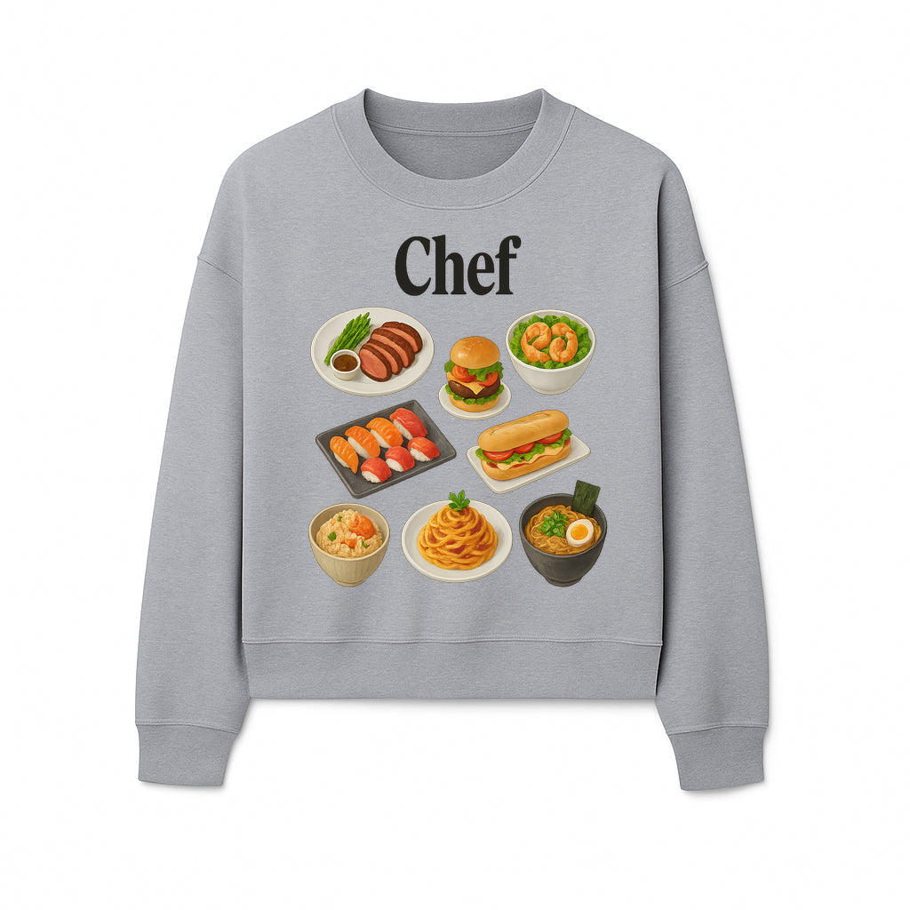Chef Food Art Print - Colorful Culinary Illustration of Sushi, Burger, Ramen, Pasta & More Kitchen Decor for Food Lovers - Sweatshirt 1758181704937.jpg