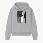 American Flag Kitchen Knife Set - Rustic Black and White Design with Forks, Ideal for Chefs and Patriotic Home Cooks - Hoodie 1758181705682.jpg