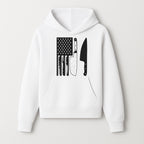 American Flag Kitchen Knife Set - Rustic Black and White Design with Forks, Ideal for Chefs and Patriotic Home Cooks - Hoodie 1758181705814.jpg