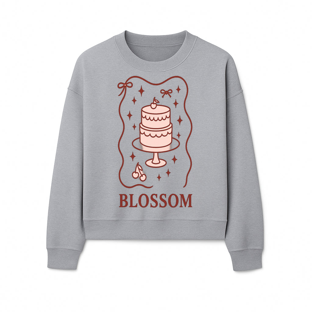Blossom Cake Design Wall Art - Cute Cherry Decor, Bakery Theme, Pastry Illustration, Kitchen Decoration, Sweet Treats Print - Sweatshirt 1758181705970.jpg