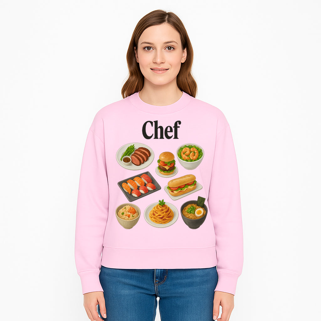 Chef Food Art Print - Colorful Culinary Illustration of Sushi, Burger, Ramen, Pasta & More Kitchen Decor for Food Lovers - Sweatshirt 1758181706351.jpg
