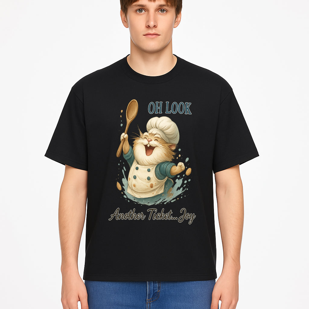 Chef Cat Illustration Wall Art - Oh Look, Another Ticket... Joy - Cute Animal Decor for Kitchen or Children's Room - T-shirt 1758181707231.jpg