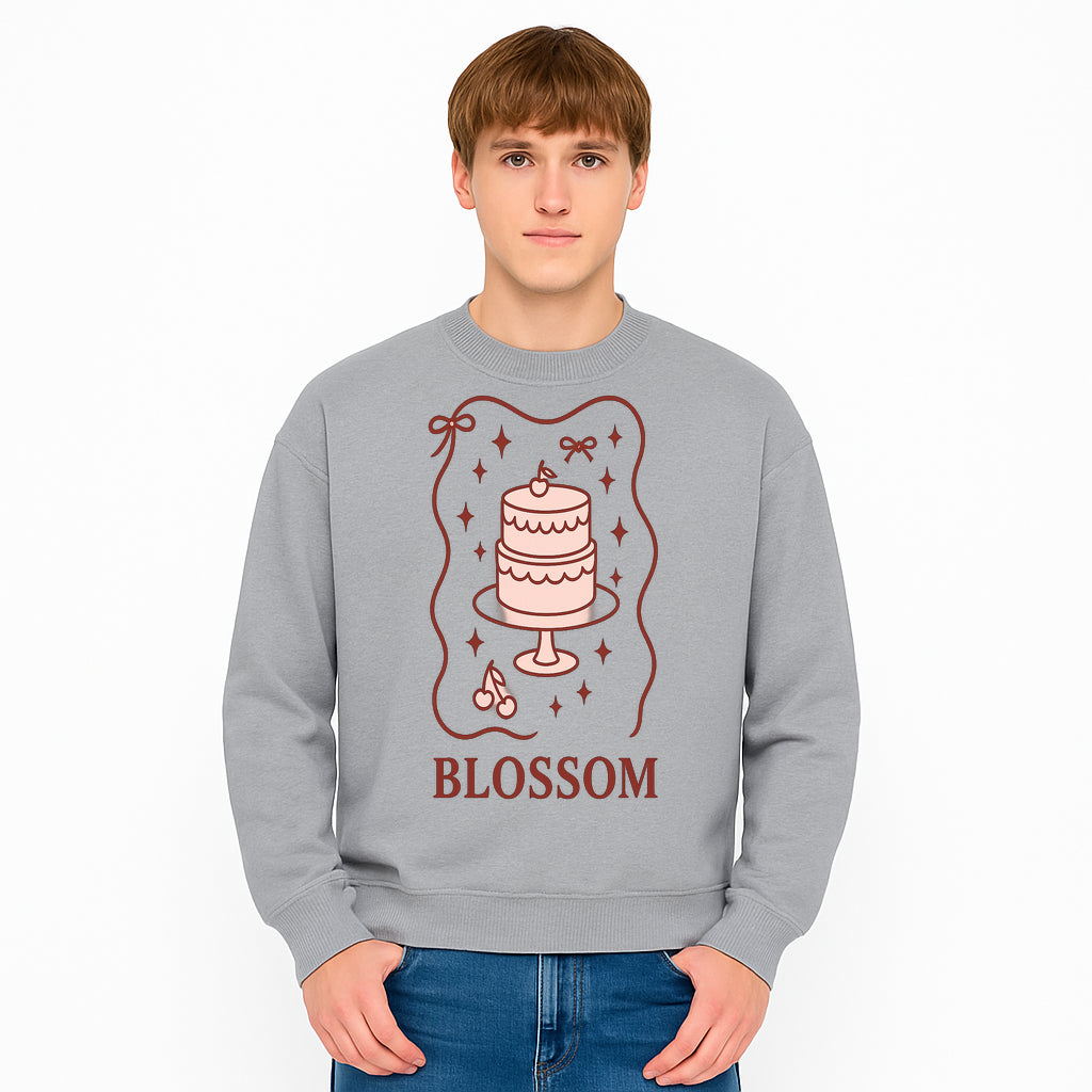 Blossom Cake Design Wall Art - Cute Cherry Decor, Bakery Theme, Pastry Illustration, Kitchen Decoration, Sweet Treats Print - Sweatshirt 1758181707276.jpg