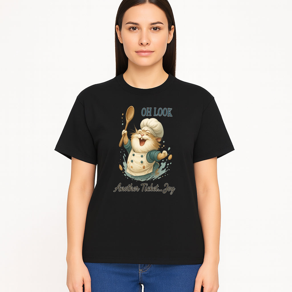 Chef Cat Illustration Wall Art - Oh Look, Another Ticket... Joy - Cute Animal Decor for Kitchen or Children's Room - T-shirt 1758181707402.jpg