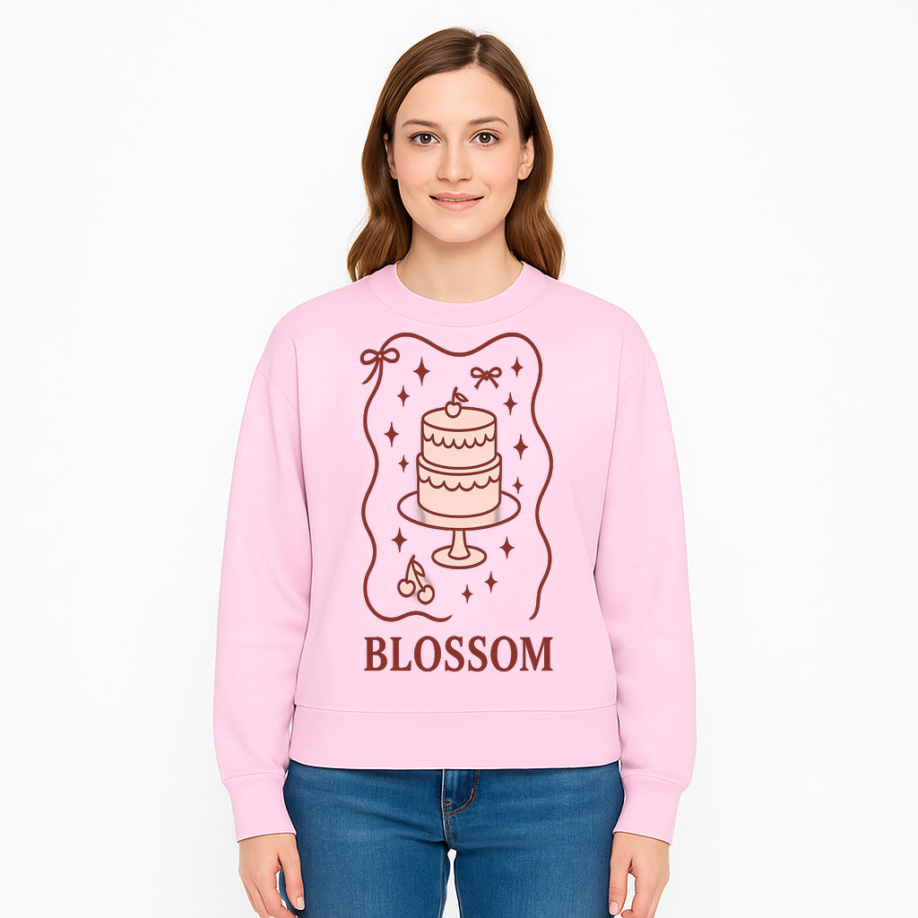 Blossom Cake Design Wall Art - Cute Cherry Decor, Bakery Theme, Pastry Illustration, Kitchen Decoration, Sweet Treats Print - Sweatshirt 1758181707421.jpg