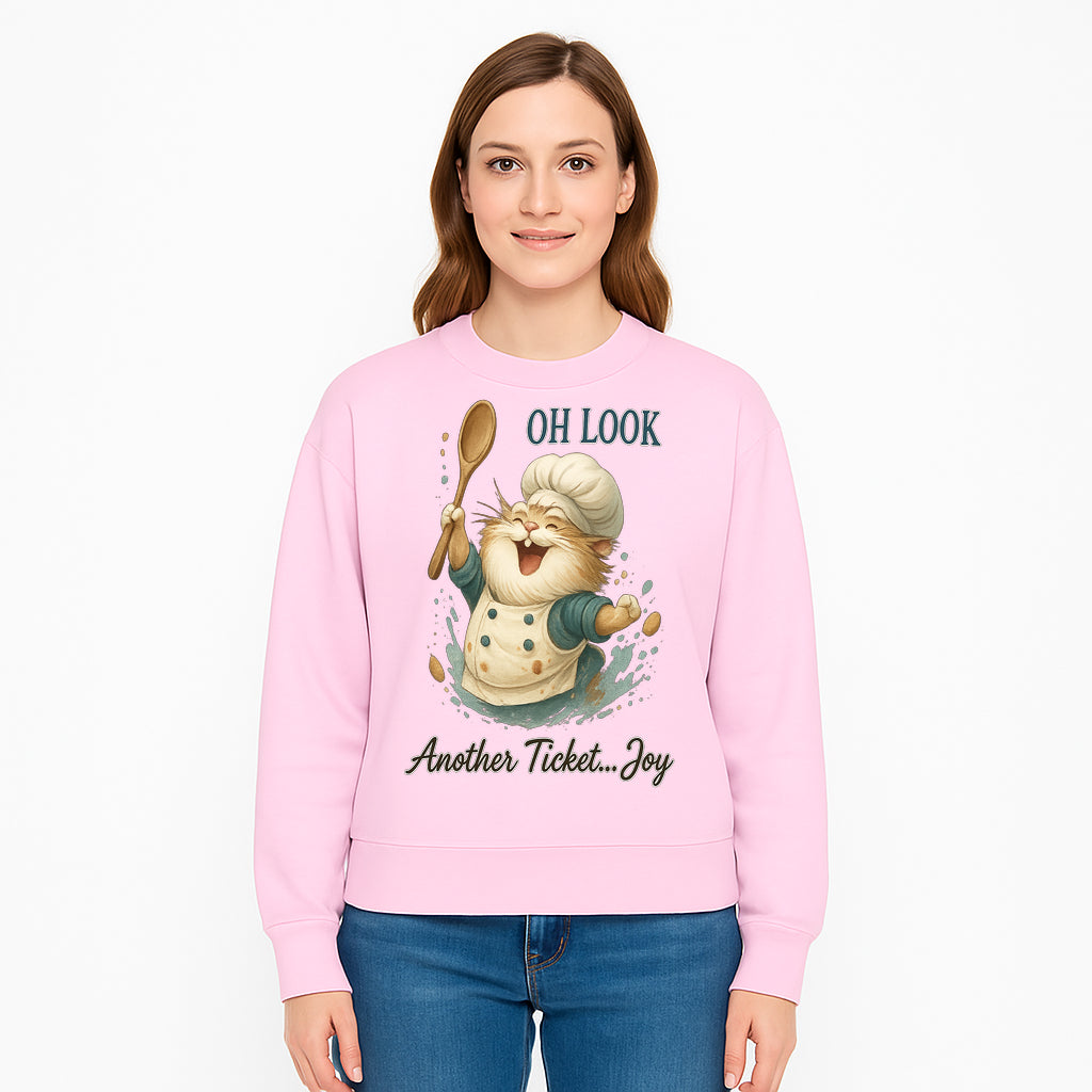 Chef Cat Illustration Wall Art - Oh Look, Another Ticket... Joy - Cute Animal Decor for Kitchen or Children's Room - Sweatshirt 1758181710321.jpg