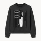 American Flag Kitchen Knife Set - Rustic Black and White Design with Forks, Ideal for Chefs and Patriotic Home Cooks - Sweatshirt 1758181710660.jpg