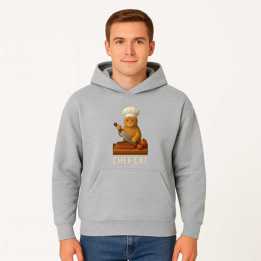 Chef Cat Cooking Illustration with Knife, Cute Cat Chef Design for Kitchen Decor, Pet Lovers Gift, Culinary Art Prints - Hoodie 1758181710763.jpg