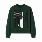 American Flag Kitchen Knife Set - Rustic Black and White Design with Forks, Ideal for Chefs and Patriotic Home Cooks - Sweatshirt 1758181710839.jpg